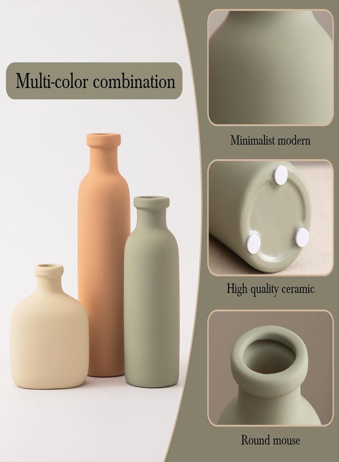 Lyeec Ceramic Vase Set of 3 - Rustic Vases Set for Flower Centerpieces Pampas Grass - 3 Bud Vase for Decor - Modern Decoration Terracotta Vases for Home Farmhouse Table Office, Mini Pottery Vase by Lyeec - Image 5